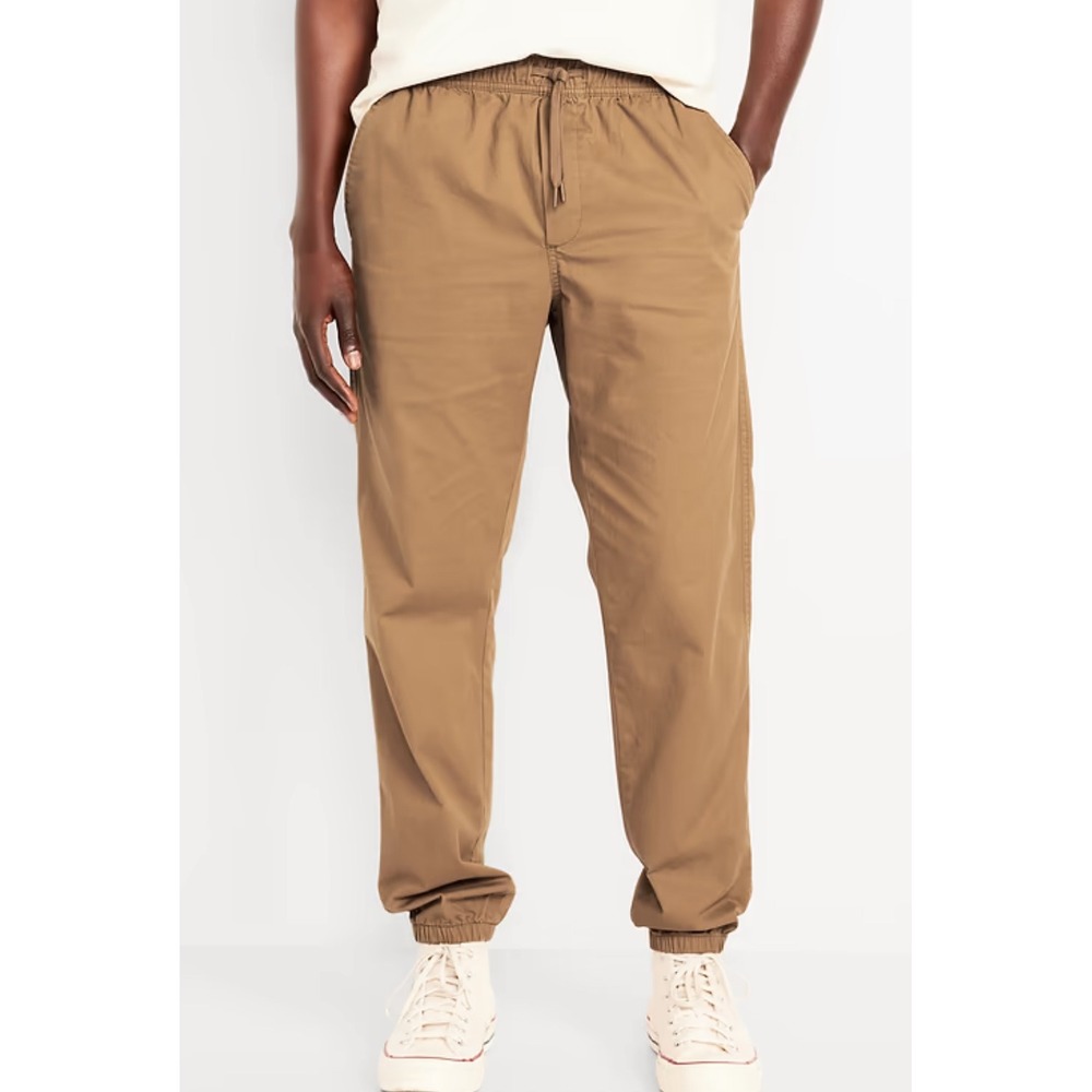 Old Navy Jogger Pants Basswood Brown Khaki Stretch Twill Drawstring Men's S EUC